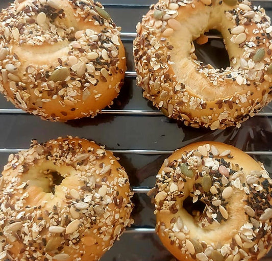 Fresh Bagels with seeds