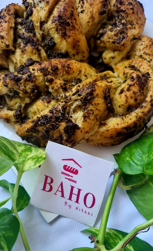 fresh babka breads with basil pesto